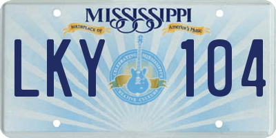 MS license plate LKY104