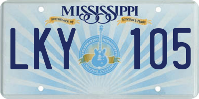 MS license plate LKY105