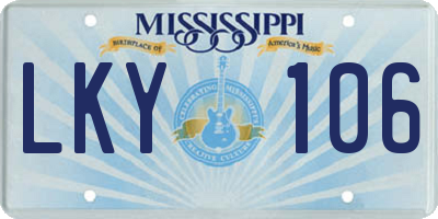 MS license plate LKY106