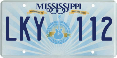 MS license plate LKY112