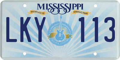 MS license plate LKY113