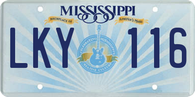 MS license plate LKY116