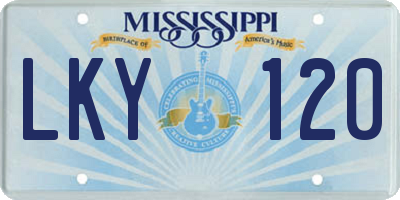 MS license plate LKY120