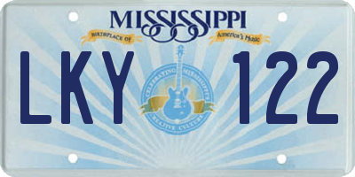 MS license plate LKY122