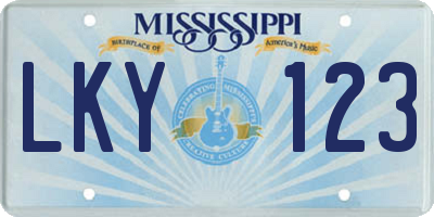 MS license plate LKY123