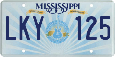 MS license plate LKY125