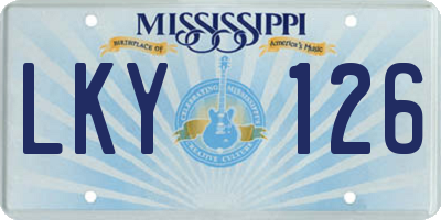 MS license plate LKY126