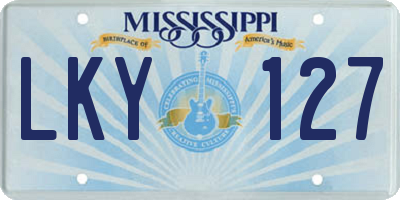 MS license plate LKY127