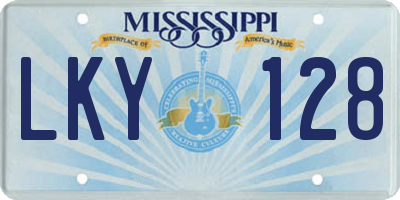 MS license plate LKY128