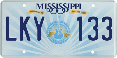 MS license plate LKY133