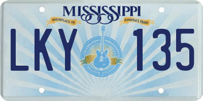 MS license plate LKY135