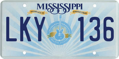 MS license plate LKY136