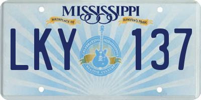 MS license plate LKY137