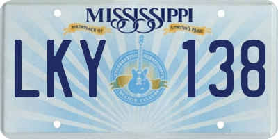 MS license plate LKY138