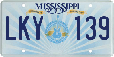 MS license plate LKY139