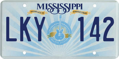 MS license plate LKY142