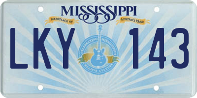 MS license plate LKY143