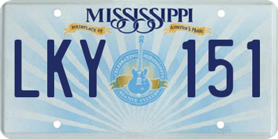 MS license plate LKY151