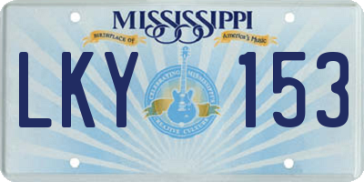 MS license plate LKY153