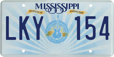 MS license plate LKY154