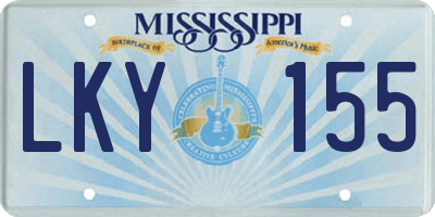 MS license plate LKY155