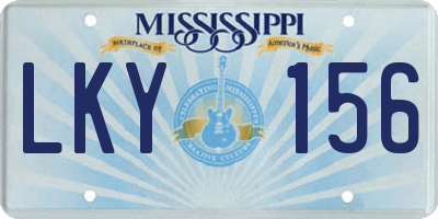 MS license plate LKY156