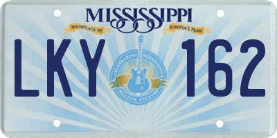 MS license plate LKY162