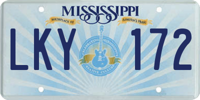 MS license plate LKY172