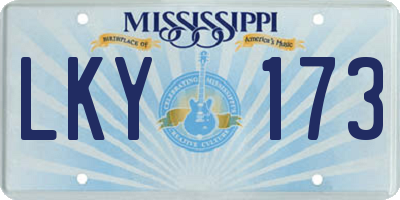 MS license plate LKY173
