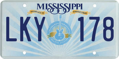 MS license plate LKY178