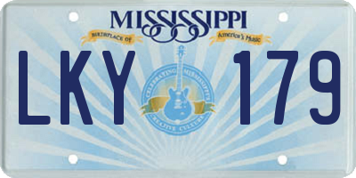 MS license plate LKY179