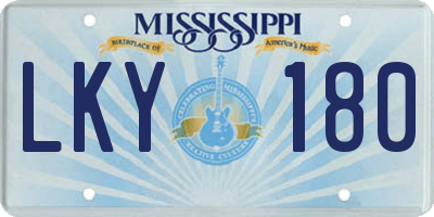 MS license plate LKY180