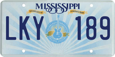 MS license plate LKY189
