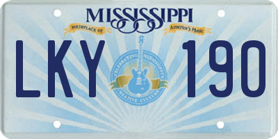 MS license plate LKY190