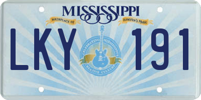 MS license plate LKY191
