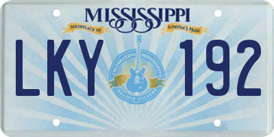 MS license plate LKY192