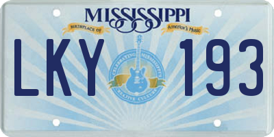 MS license plate LKY193