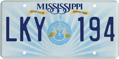 MS license plate LKY194