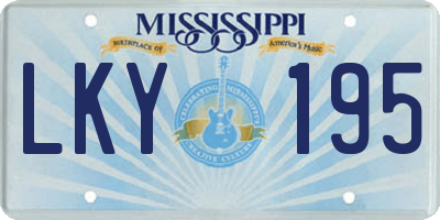 MS license plate LKY195