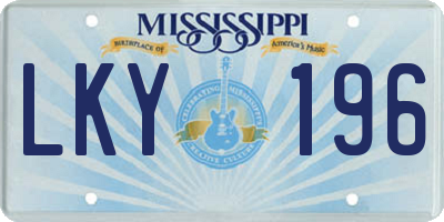 MS license plate LKY196