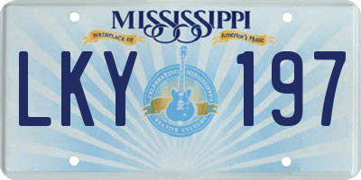 MS license plate LKY197