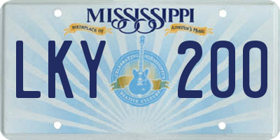 MS license plate LKY200