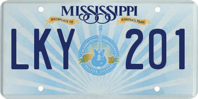 MS license plate LKY201