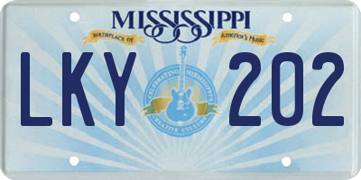 MS license plate LKY202