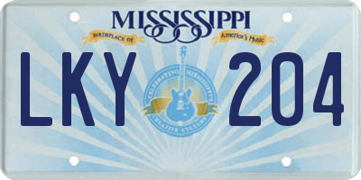 MS license plate LKY204
