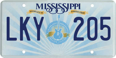 MS license plate LKY205