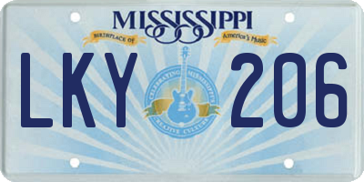 MS license plate LKY206