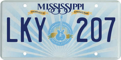 MS license plate LKY207