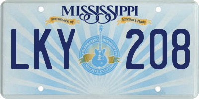 MS license plate LKY208
