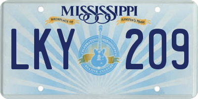 MS license plate LKY209
